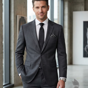 Raymond 100% Pure Wool (All Wool) Plain Grey Color Unstitched Suit Fabric - 3 Mts / VV2091