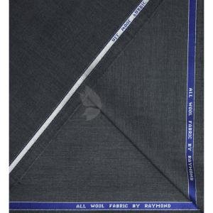Raymond 100% Pure Wool (All Wool) Plain Grey Color Unstitched Suit Fabric - 3 Mts / VV2091