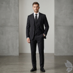 Raymond 100% Pure Wool (All Wool) Plain Dark Grey Color Unstitched Suit Fabric - 3.5 Mts / VV2098