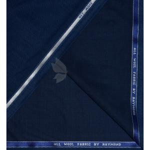 Raymond 100% Pure Wool (All Wool) Plain Blue Color Unstitched Suit Fabric - 3 Mts / VV2100