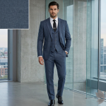 Raymond 100% Pure Wool (All Wool) with OXFORD Weaving Plain Blue Color Unstitched Suit Fabric - 3.5 Mts / VV2104