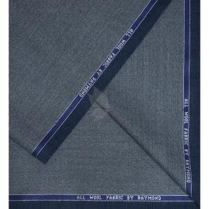 Raymond 100% Pure Wool (All Wool) with OXFORD Weaving Plain Blue Color Unstitched Suit Fabric - 3.5 Mts / VV2104