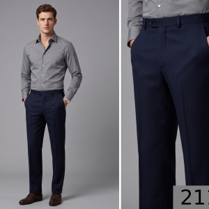 Raymond 100% Pure Wool (All Wool) with GABARDINE Weaving Plain Navy Blue Color Unstitched Trouser Fabric - 1.25 Mts / VV2112