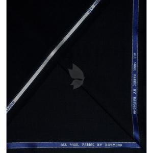 Raymond 100% Pure Wool (All Wool) with GABARDINE Weaving Plain Black Color Unstitched Suit Fabric - 3 Mts / VV2119
