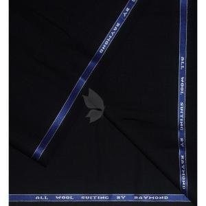 Raymond 100% Pure Wool (All Wool) Black Color Solid Unstitched Suit Fabric - 3.5 Mts / VV2129