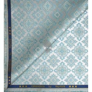 Raymond "CEREMONIA" Collection Wool Blended Sky Blue with Jacquard and Geometrical design Unstitched Sherwani (Kurta) Fabric - 2.2 Mts / VV2142