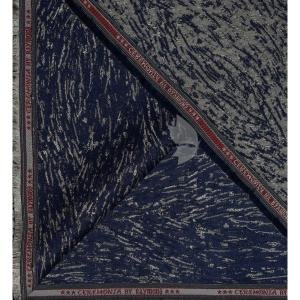 Raymond "CEREMONIA" Collection Wool Blended Navy Blue with Jacquard and Geometrical design Unstitched Sherwani (Kurta) Fabric - 2.5 Mts / VV2148