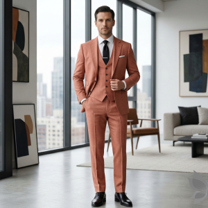 Raymond Super 100's Merino Wool made from Soft and Gentle Fabric Peach Plain Unstitched Suit Fabric - 3.5 meters / VV2153