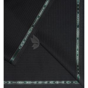 Raymond 45% Merino Wool Black colour with Striped design Unstitched Suit Fabric - 3.5 meters / VV2157