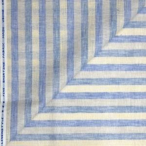 Siyaram's Linen with Cotton Jute Blue color Striped Unstitched Shirt Fabric - 1.60 Mts / VV2174