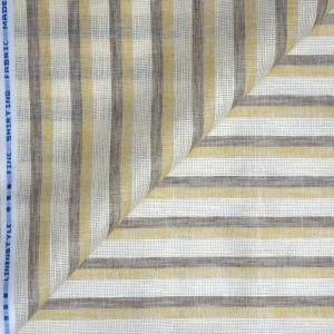 Siyaram's Linen with Cotton Jute Beige color Striped Unstitched Shirt Fabric - 1.60 Mts / VV2185