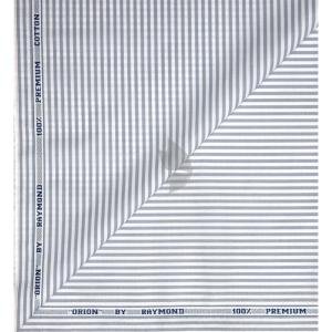 Raymond 100% Premium (Giza) Cotton Vertical Striped Grey colour Unstitched Shirt Fabric - 1.60 mts / VV2204