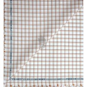 Raymond 100% Premium (Giza) Cotton Checkered Brown (Sepia) colour Unstitched Shirt Fabric - 1.60 mts / VV2214