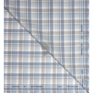 Raymond 100% Premium (Giza) Cotton Checkered Grey colour Unstitched Shirt Fabric - 1.60 mts / VV2217
