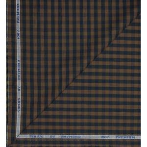Raymond 100% Premium (Giza) Cotton Checkered Brown (Bronze) colour Unstitched Shirt Fabric - 1.60 mts / VV2228