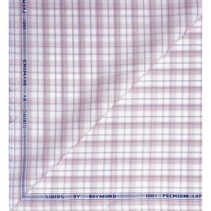 Raymond 100% Premium (Giza) Cotton Checkered Pink (Mistyrose) colour Unstitched Shirt Fabric - 1.60 mts / VV2237