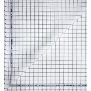 Raymond 100% Premium (Giza) Cotton Checkered White colour Unstitched Shirt Fabric - 1.60 mts / VV2239