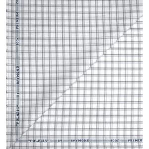 Raymond 100% Premium (Giza) Cotton Checkered Grey colour Unstitched Shirt Fabric - 1.60 mts / VV2241