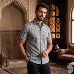 Raymond 100% Premium (Giza) Cotton Printed Brown colour Unstitched Shirt Fabric - 1.60 mts / VV2262 - R225