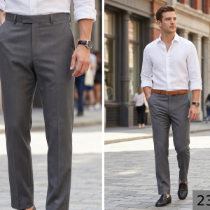 Raymond 45% Wool blended Grey (Umber) colour with Gabardine weave plain unstitched Trouser Fabric - 1.25 Mts / VV2314