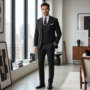 Raymond 35% Vicose blended Brown colour with scattered design Plain (solid) unstitched Suit Fabric - 3.5 Mts / VV2322