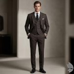 Raymond 35% Viscose blended Brown colour Solid Pattern Unstitched Suit Fabric of 3.25 Mts / VV2337