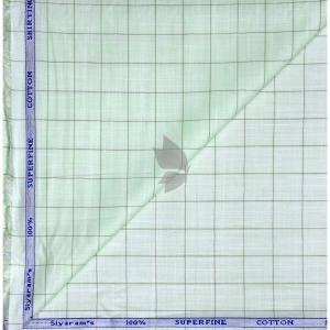 Siyaram's 100% Superfine Cotton Light Green (Celadon) colour with Checkered Pattern Unstitched Shirt Fabric of 1.6 Mts / VV2359I