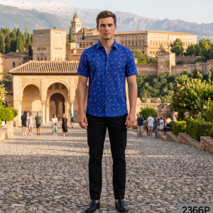 Siyaram's 100% Pure Linen 60 Lea Printed Royal Blue colour Unstitched Shirt Fabric of 1.60 mts / VV2366P