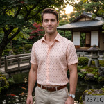 Siyaram's Bamboo Blended with Anti Bacterial benefits Printed pattern Orange (Peach) Colour Unstitched Shirt Fabric of 1.6 Mts / VV2371Q