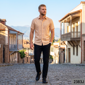 Raymond 100% Egyptian Giza Cotton (Premium Cotton) Apricot (Orange) colour Plain Pattern Unstitched Shirt Fabric of 1.60 meters / VV2383J
