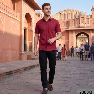 Raymond 100% Egyptian Giza Cotton (Premium Cotton) Crimson (Red) colour Plain Pattern Unstitched Shirt Fabric of 1.60 meters / VV2383Q
