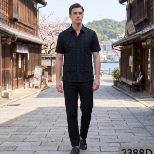 Raymond 100% Egyptian Giza Cotton (Premium Cotton) Black Printed Pattern Unstitched Shirt Fabric of 1.60 meters / VV2388D