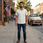 Raymond 100% Pure Linen White color Printed Unstitched Shirt Fabric of 1.6 meters / VV2389C