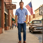 Raymond 100% Pure Linen Blue color Printed Unstitched Shirt Fabric of 1.6 meters / VV2389F