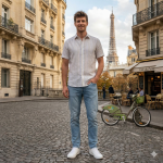 Raymond 100% Pure Linen White color Vertical Striped Unstitched Shirt Fabric of 1.6 meters / VV2389T