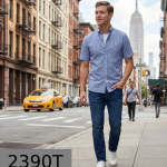 J.Hampstead Moretti Premium Egyptian Collection with 100% Giza Cotton Blue colour Self Design Pattern Unstitched Shirt Fabric of 1.6 mts / VV2390T