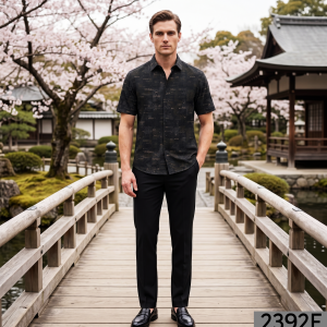 J.Hampstead 100% Pure Giza Cotton Printed pattern Multi colour Unstitched Shirt Fabric of 1.6 meters / VV2392F
