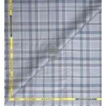 J.Hampstead Moretti Premium Egyptian Collection with 100% Giza Cotton Grey Colour Checkered Pattern Unstitched Shirt Fabric of 1.6 mts - Made In Italy / VV2424