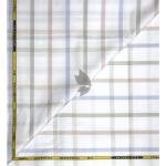 J.Hampstead Moretti Premium Egyptian Collection with 100% Giza Cotton White Colour Checkered Pattern Unstitched Shirt Fabric of 1.6 mts - Made In Italy / VV2425