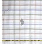 J.Hampstead Moretti Premium Egyptian Collection with 100% Giza Cotton White Colour Checkered Pattern Unstitched Shirt Fabric of 1.6 mts - Made In Italy / VV2425