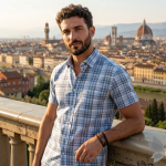 J.Hampstead Moretti Premium Egyptian Collection with 100% Giza Cotton Multicolour Checkered Pattern Unstitched Shirt Fabric of 1.6 mts - Made In Italy / VV2426