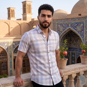 J.Hampstead Moretti Premium Egyptian Collection with 100% Giza Cotton Multicolour Checkered Pattern Unstitched Shirt Fabric of 1.6 mts - Made In Italy / VV2427