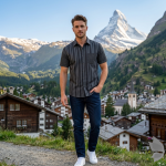 J.Hampstead Moretti Premium Egyptian Collection with 100% Giza Cotton Multicolour Striped Pattern Unstitched Shirt Fabric of 1.6 mts - Made In Italy / VV2430