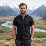 J.Hampstead Moretti Premium Egyptian Collection with 100% Giza Cotton Black Colour Striped Pattern Unstitched Shirt Fabric of 1.6 mts - Made In Italy / VV2437