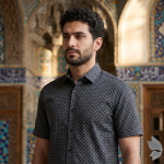 Siyaram's European Print Collection with 100% Superfine Giza Cotton Black Colour Unstitched Shirt Fabric of 1.6 Mts / VV2444