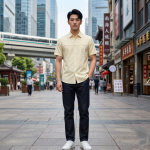 J.Hampstead Moretti Premium Egyptian Collection with 100% Giza Cotton Gold (Amber) colour Plain Pattern Unstitched Shirt Fabric of 1.6 mts - Made In Italy / VV2450