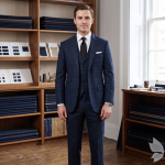 Raymond Australian Merino Wool blended Checkered pattern and Fabric for all  Seasons Wear Navy Blue Colour Unstitched Suit Fabric of 3.5 Mts / VV2473