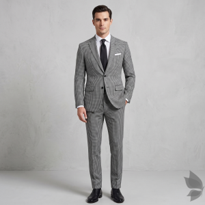 Raymond 45% Australian Merino Wool blended Champion's Collection with Checkered Pattern and All Weather Sustainable Black Colour Unstitched Suit Fabric of 3.25 Mts / VV2478