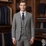 Raymond 45% Australian Merino Wool blended Champion's Collection with Checkered Pattern and All Weather Sustainable Black Colour Unstitched Suit Fabric of 3.5 Mts / VV2479