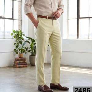 Raymond Super 70's Australian Merino Wool blended with 35% CATIONIC Checkered Pattern and Easy Care Lemon Yellow Colour Unstitched Trouser Fabric of 1.3 Mts / VV2486
